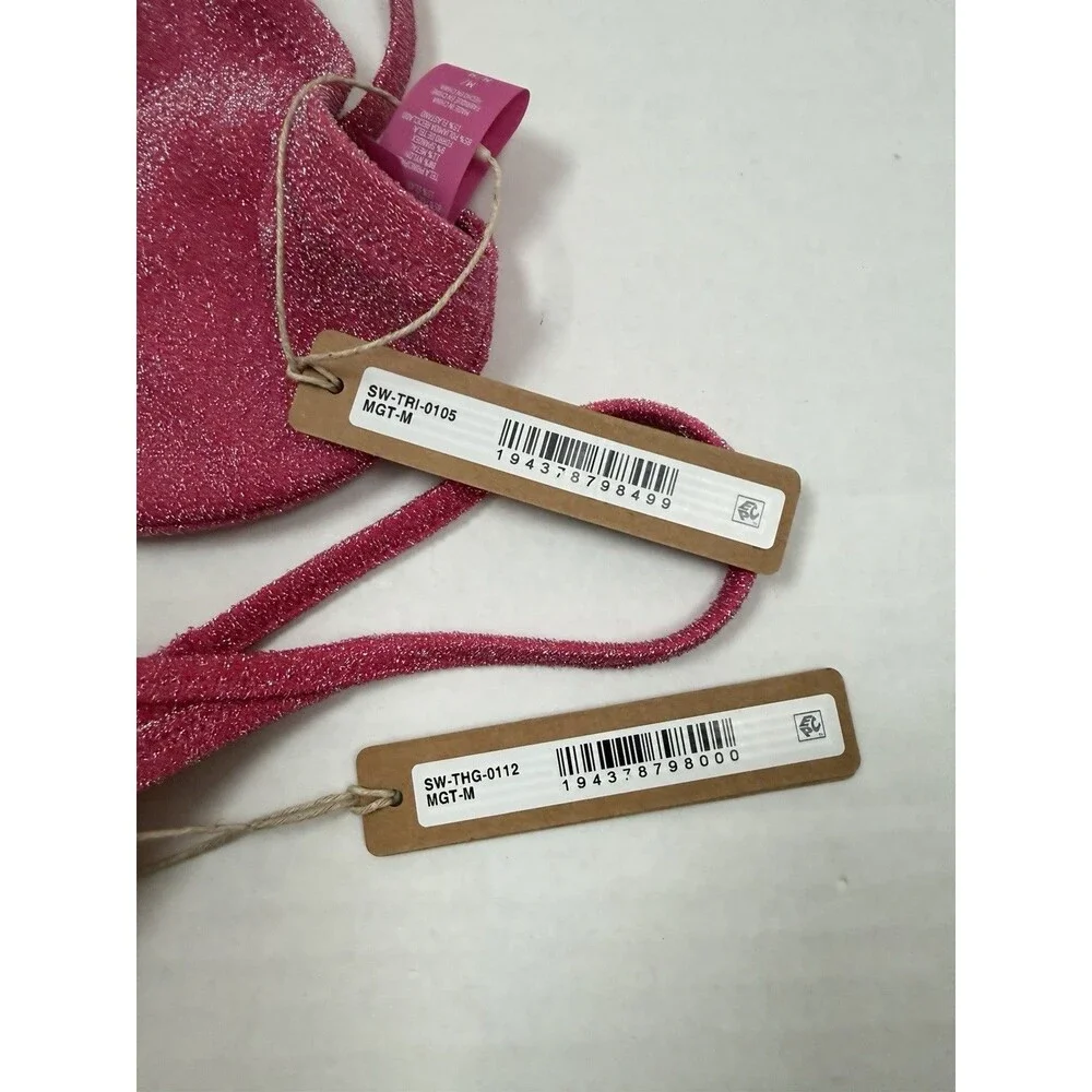 SKIMS Giltter Triangle Bikini Set Magenta Medium